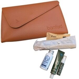 Cathay Pacific‎ Bamford Business Class Amenity Kit Tan Vegan Leather Travel Set